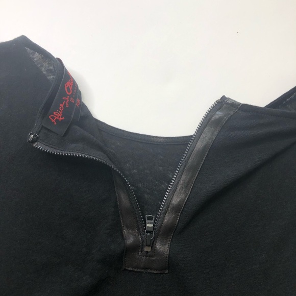 Alice+Olivia Air Top Black Lamb Leather Sleeves L - Picture 13 of 13